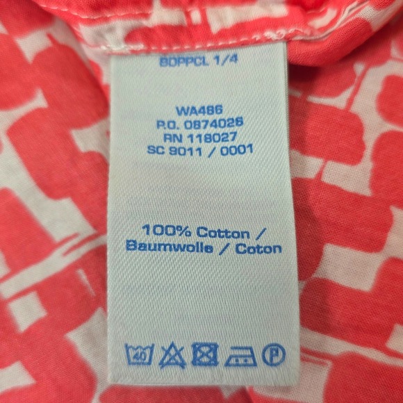 Boden Coral White Geometric Print V Neck Tunic Top 3/4 Sleeve Size US 14 - Picture 6 of 9